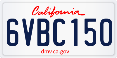 CA license plate 6VBC150