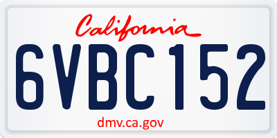 CA license plate 6VBC152