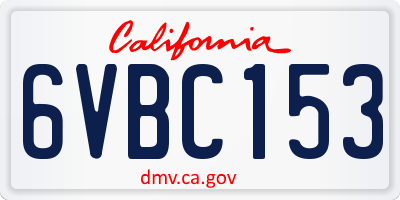 CA license plate 6VBC153