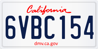 CA license plate 6VBC154