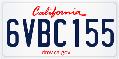 CA license plate 6VBC155