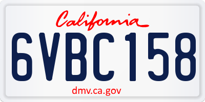 CA license plate 6VBC158