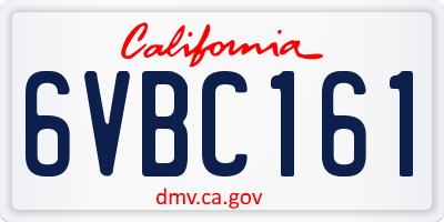 CA license plate 6VBC161