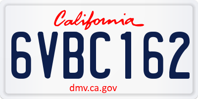 CA license plate 6VBC162