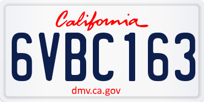 CA license plate 6VBC163