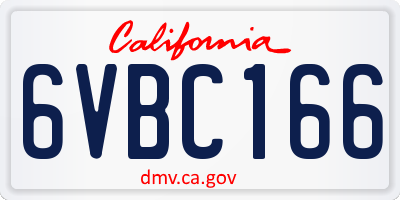 CA license plate 6VBC166