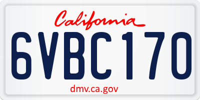 CA license plate 6VBC170