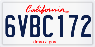 CA license plate 6VBC172