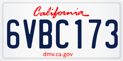 CA license plate 6VBC173