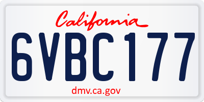 CA license plate 6VBC177