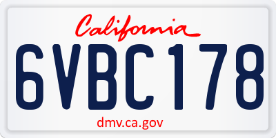 CA license plate 6VBC178
