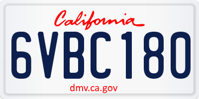 CA license plate 6VBC180