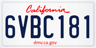 CA license plate 6VBC181