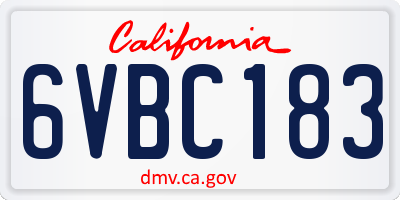 CA license plate 6VBC183