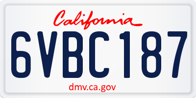 CA license plate 6VBC187