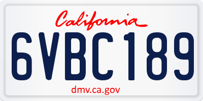 CA license plate 6VBC189