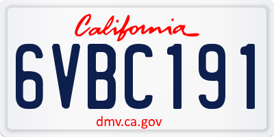 CA license plate 6VBC191