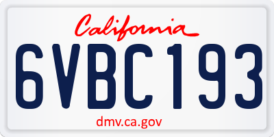 CA license plate 6VBC193