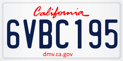 CA license plate 6VBC195