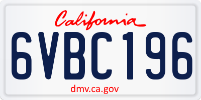CA license plate 6VBC196