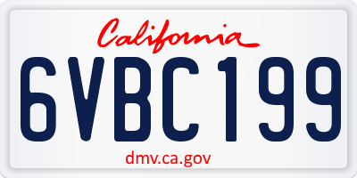 CA license plate 6VBC199