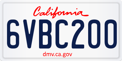 CA license plate 6VBC200
