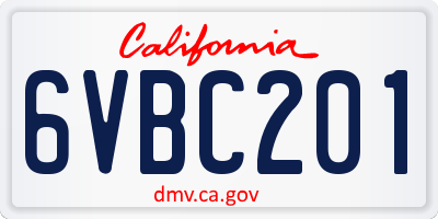 CA license plate 6VBC201