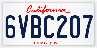 CA license plate 6VBC207