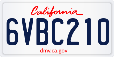 CA license plate 6VBC210