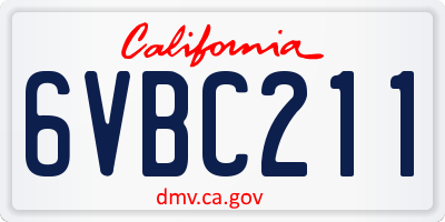 CA license plate 6VBC211