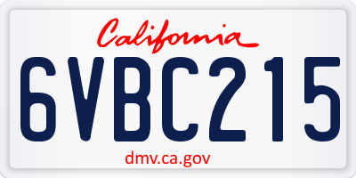 CA license plate 6VBC215