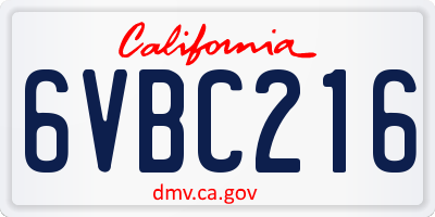 CA license plate 6VBC216
