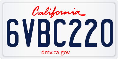 CA license plate 6VBC220