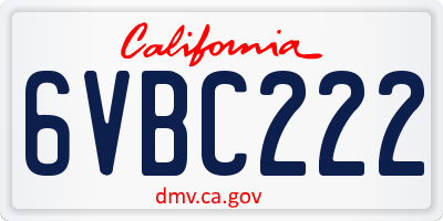 CA license plate 6VBC222