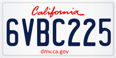 CA license plate 6VBC225