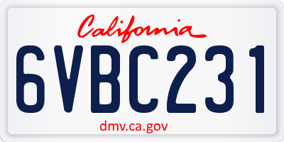 CA license plate 6VBC231