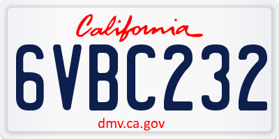 CA license plate 6VBC232