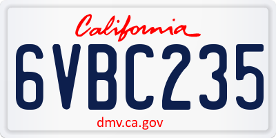 CA license plate 6VBC235