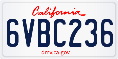 CA license plate 6VBC236