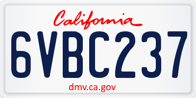 CA license plate 6VBC237