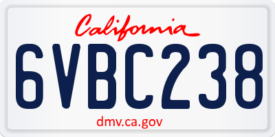 CA license plate 6VBC238