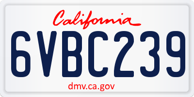 CA license plate 6VBC239