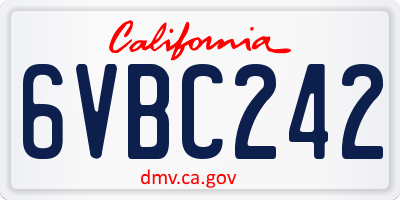 CA license plate 6VBC242