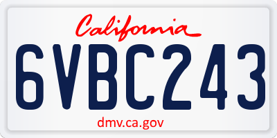 CA license plate 6VBC243