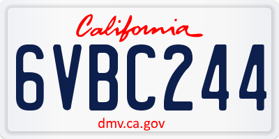 CA license plate 6VBC244