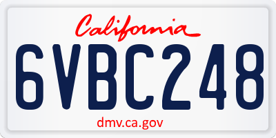 CA license plate 6VBC248
