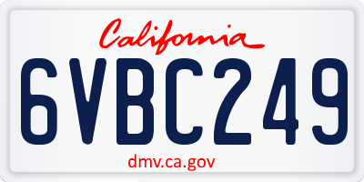 CA license plate 6VBC249