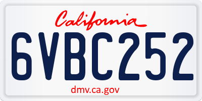 CA license plate 6VBC252