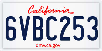 CA license plate 6VBC253