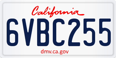 CA license plate 6VBC255